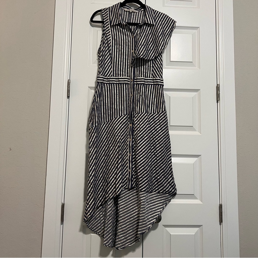 RACHEL Rachel Roy Black and White Striped High Low Dress